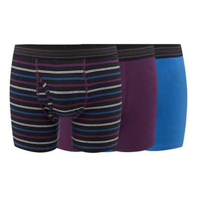 The Collection Pack of three purple, blue and black striped trunks